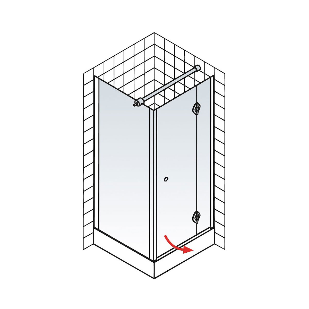 Schulte Drehtür MasterClass inkl Seitenwand Montage auf Fliesen rechts Bild 6