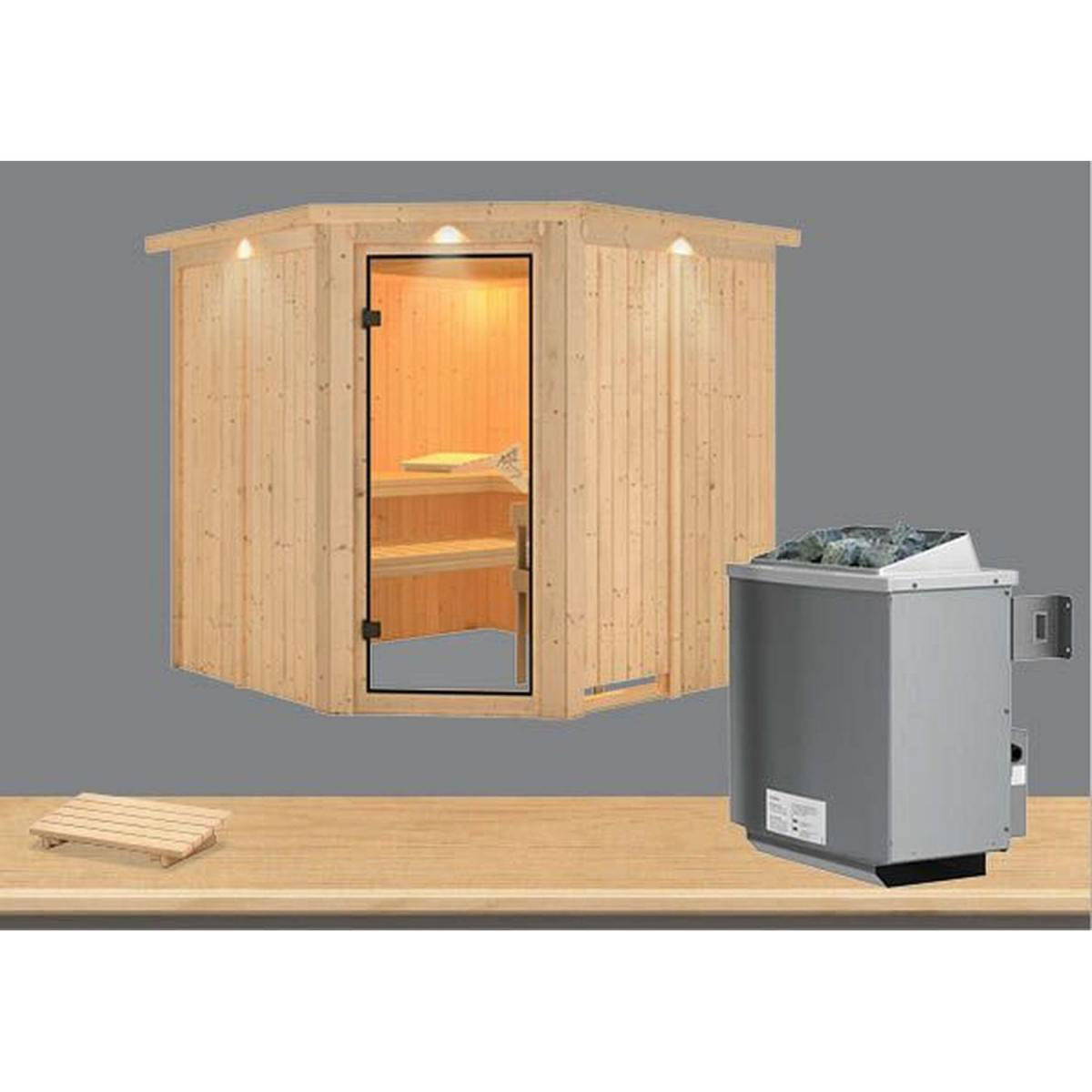 Karibu Systemsauna Jarin 68 mm 9 kW Ofen integr Strg mit Dachkranz Bild 2