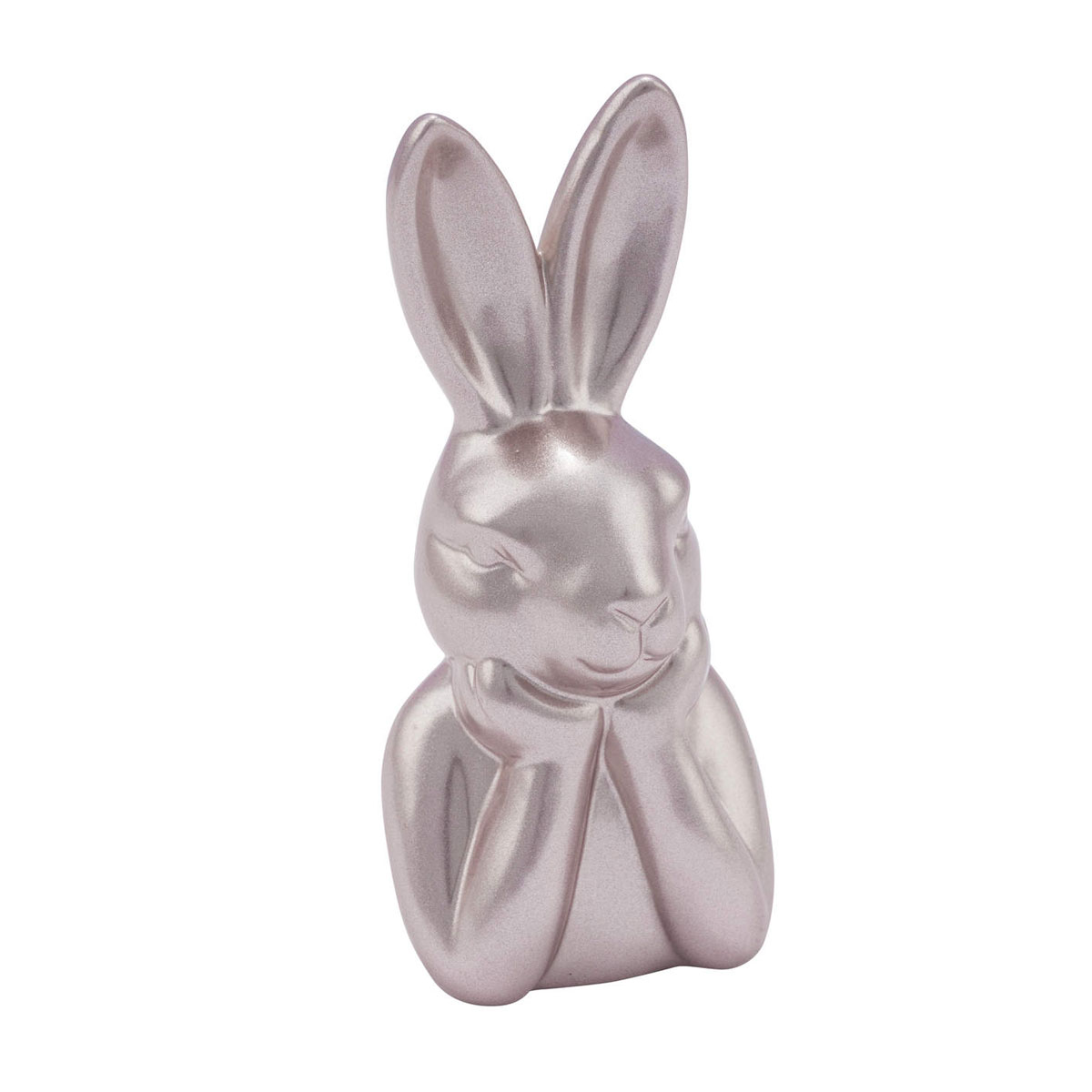 Keramik-Hasenkopf 5,5 x 13 x 5 cm rosemetallic