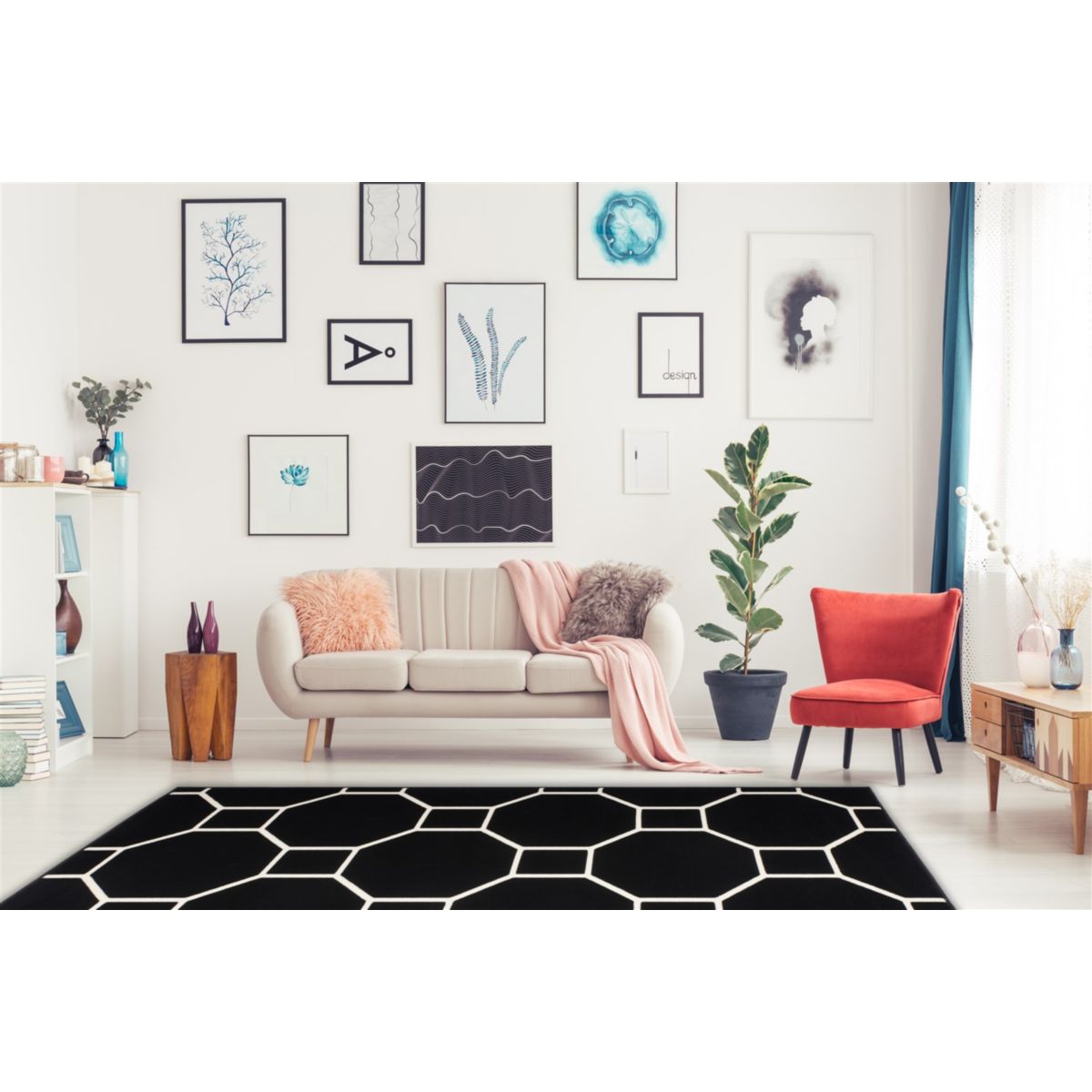 Lina 125 Schwarz / Elfenbein 160cm x 230cm Bild 2