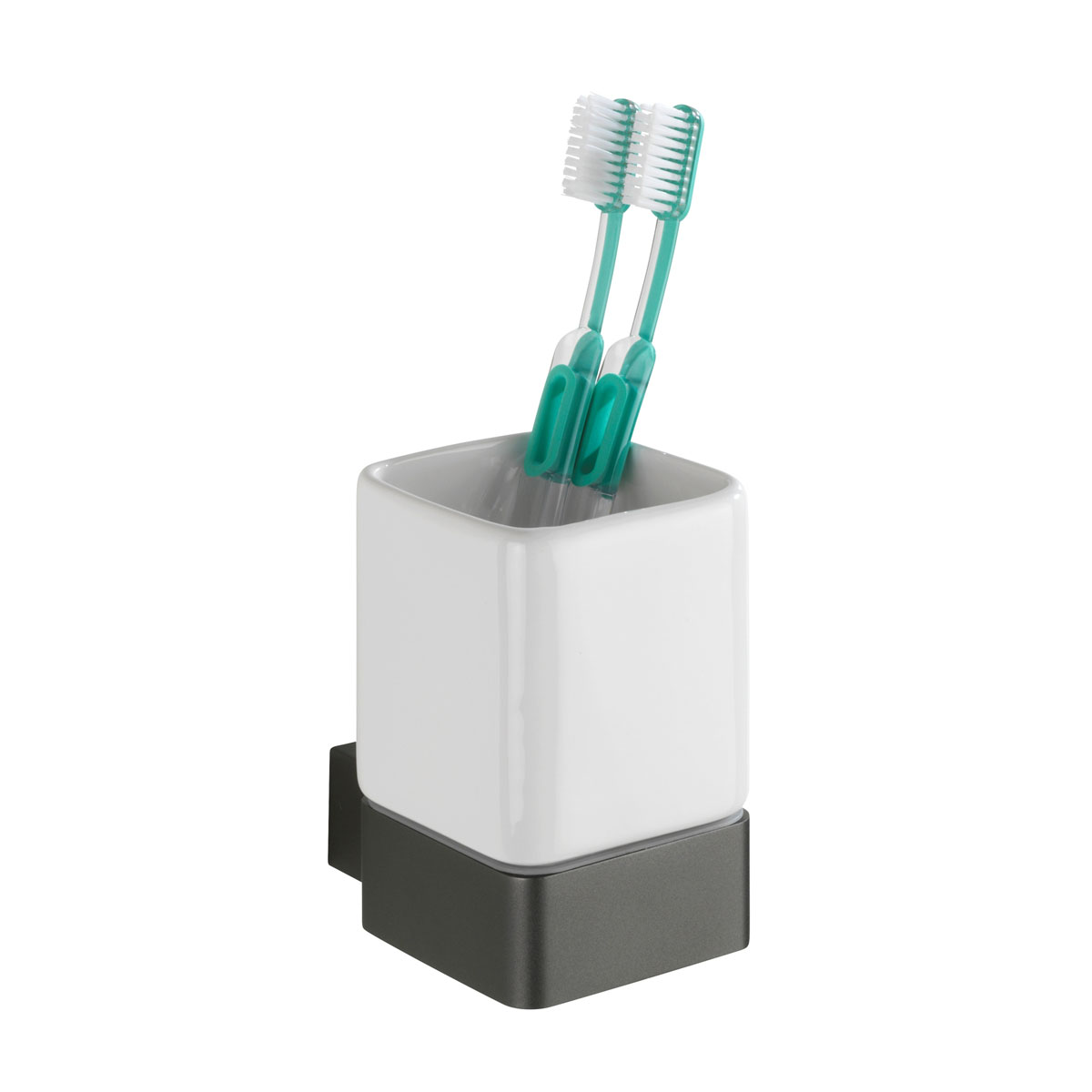 Wenko  Zahnputzbecher Montella Aluminium und Keramik Wandmontage Bild 3