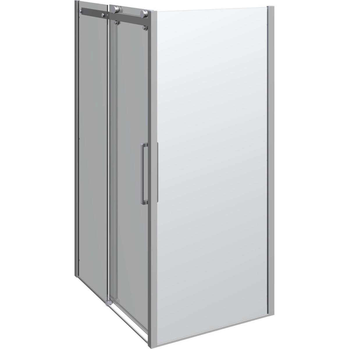 Scanbad Schiebetür mit Panel Deluxe 120 x 90 cm Chrom/Klar