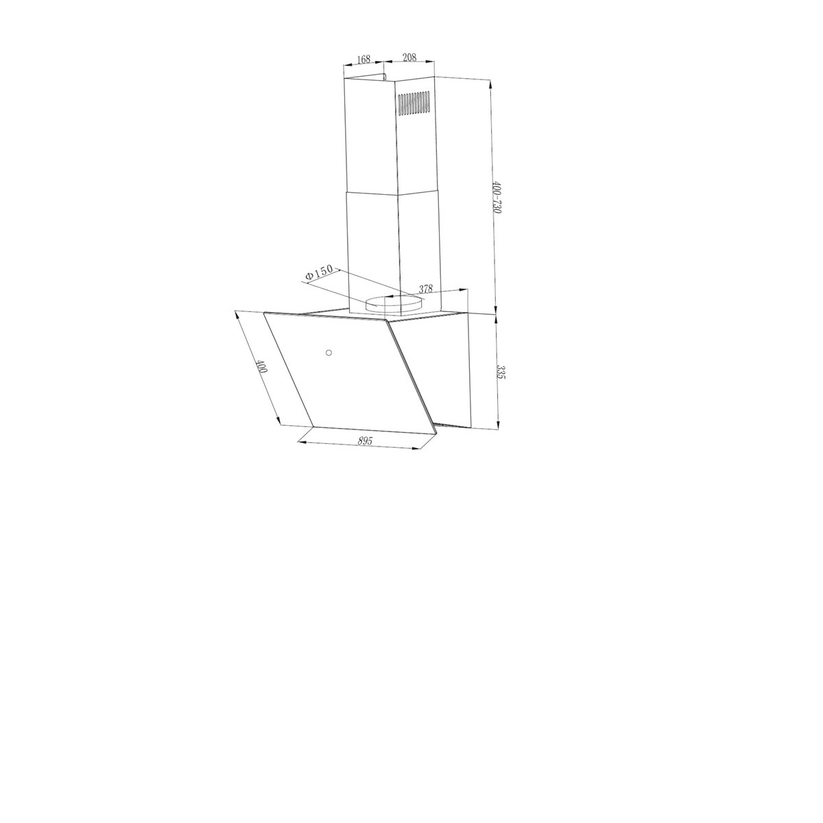 Respekta Schräghaube CH88090WA+ kopffrei 90 cm weiß Bild 4