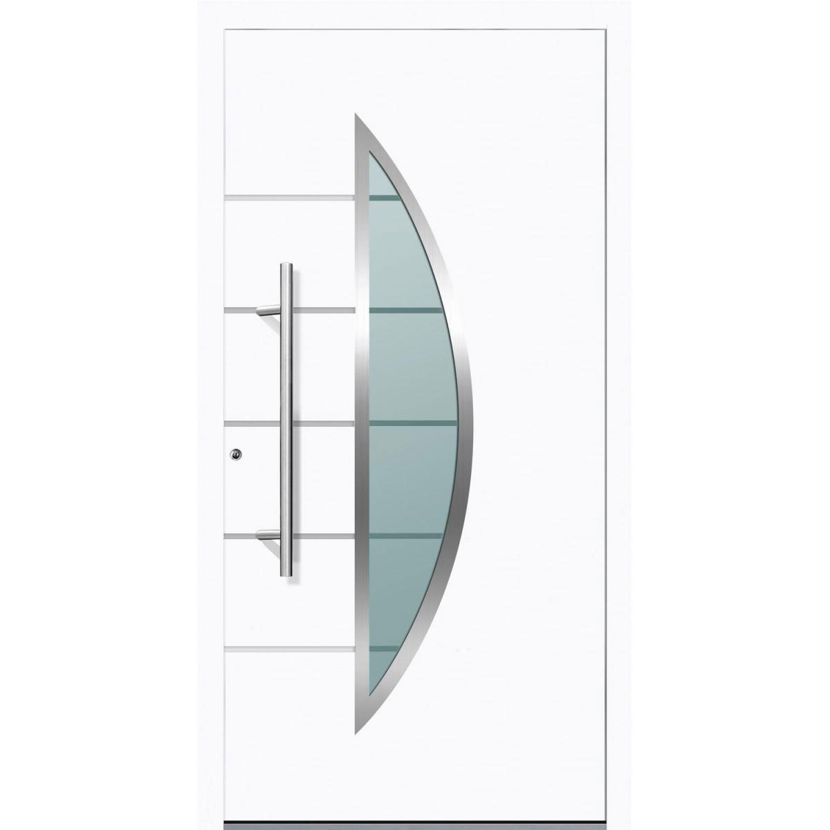 Aluminium Sicherheits-Haustür Sassari Exklusiv 75 mm weiß 110 x 210 cm Anschlag links inkl Griffset