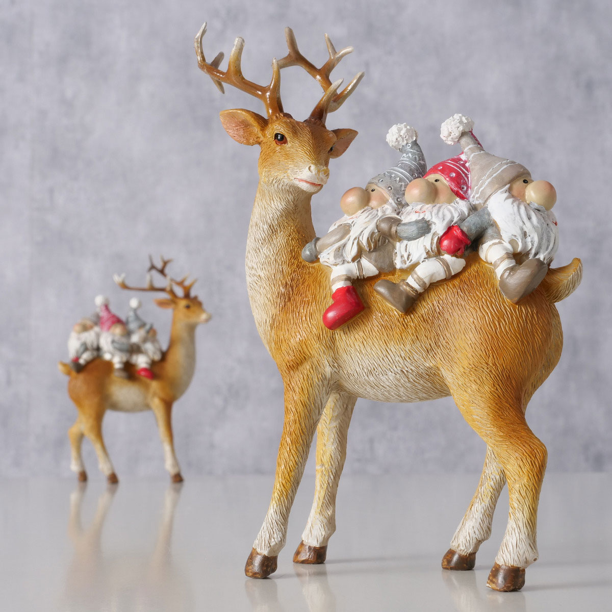 Figur Fiete Hirsch Wichtel 10,5 x 5,4 x 15,5 cm braun grau rot weiß Bild 3