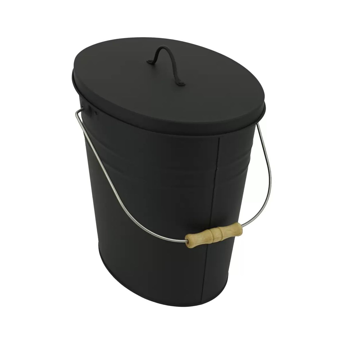 Valo Ascheeimer oval mit Deckel, 15l, Schwarz