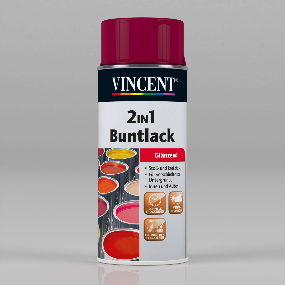 Vincent 2in1 Buntlack Spray Purpurrot 400 ml Bild 1