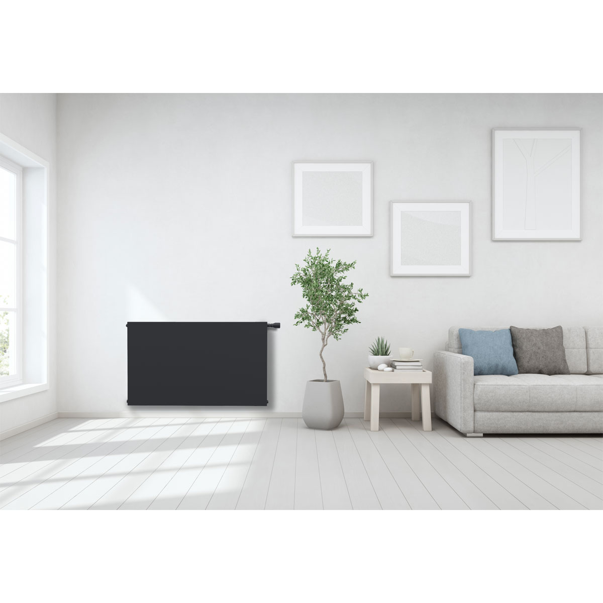 sanicomfort  Planheizkörper Set Typ DK22 60 x 100 cm schwarz matt RAL 9005 Bild 8