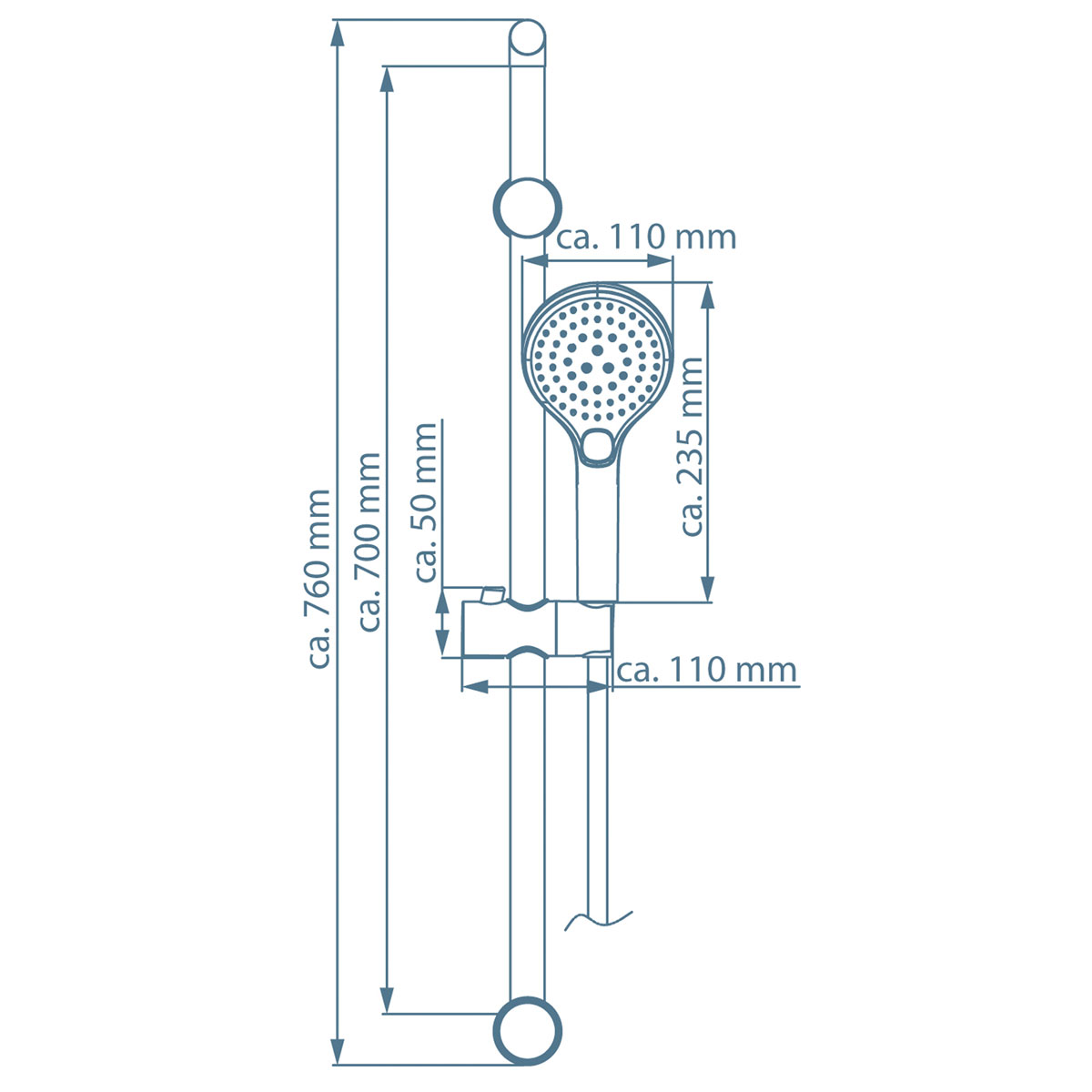 Stangenbrausen-Set zum Kleben chrom Bild 3