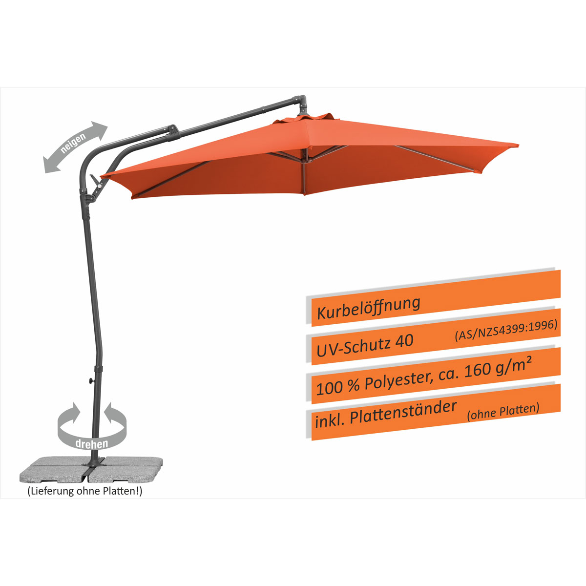Schneider Schirme Sonnenschirm Genua Durchmesser 300 cm terrakotta Bild 9