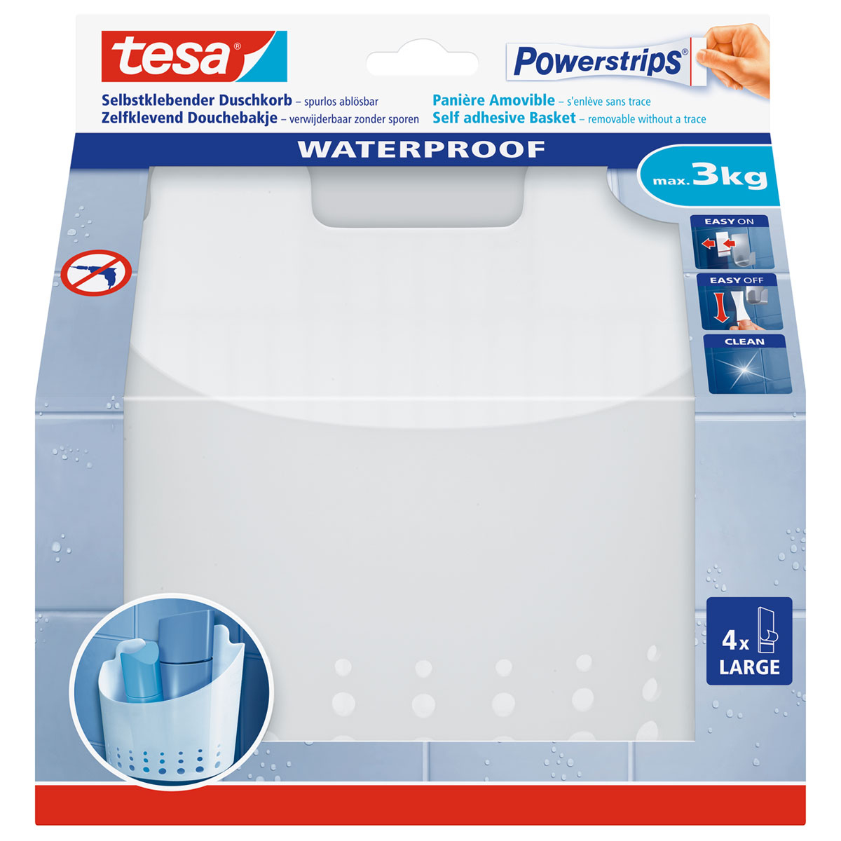 Tesa Powerstrips Waterproof Duschkorb Large