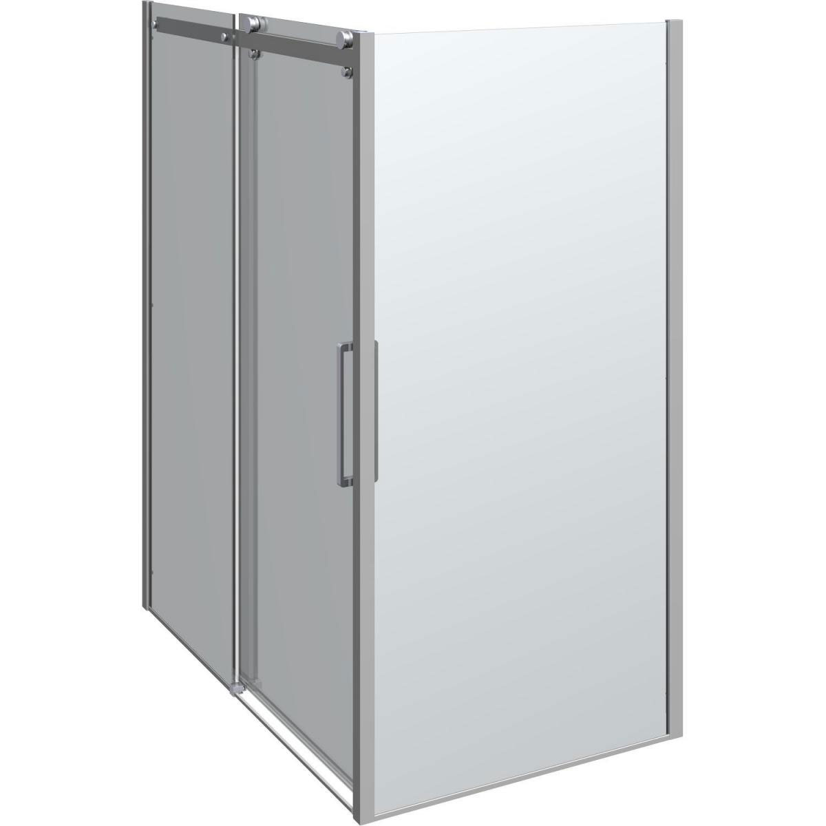 Scanbad Schiebetür mit Panel Deluxe 160 x 100 cm Chrom/Klar