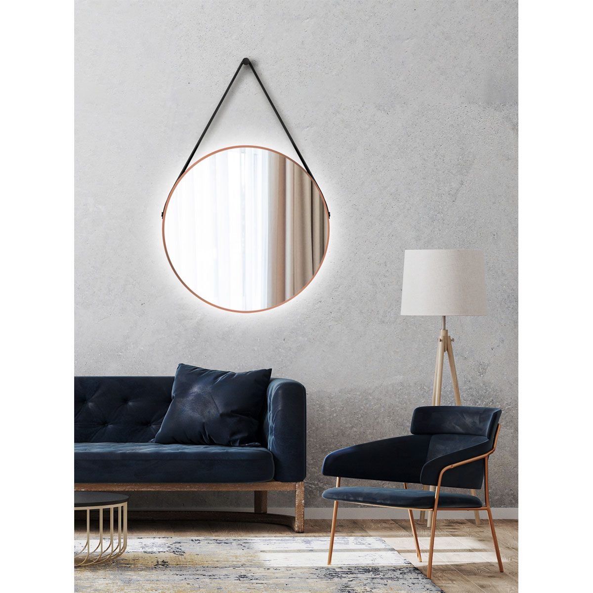 DSK  Design LED Lichtspiegel Silver Barbier Copper Dm 80 cm Bild 6