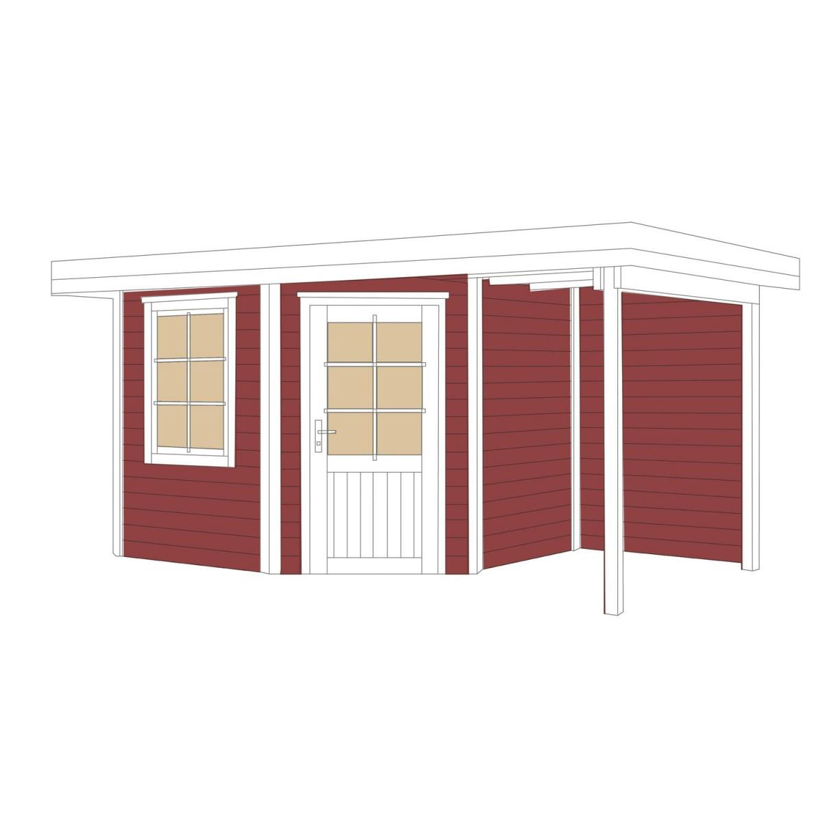 Weka Designhaus 213 A mit Anbau 150 cm 5-Eck 501 x 338 x 237 cm rot Bild 3