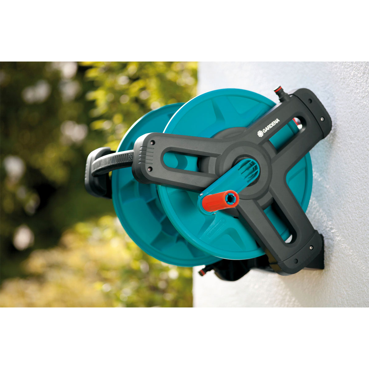 Gardena 2687-28 Schlauchtrommel – Wandmontage & Mobil Nutzbar, Für 20 M Schlauch