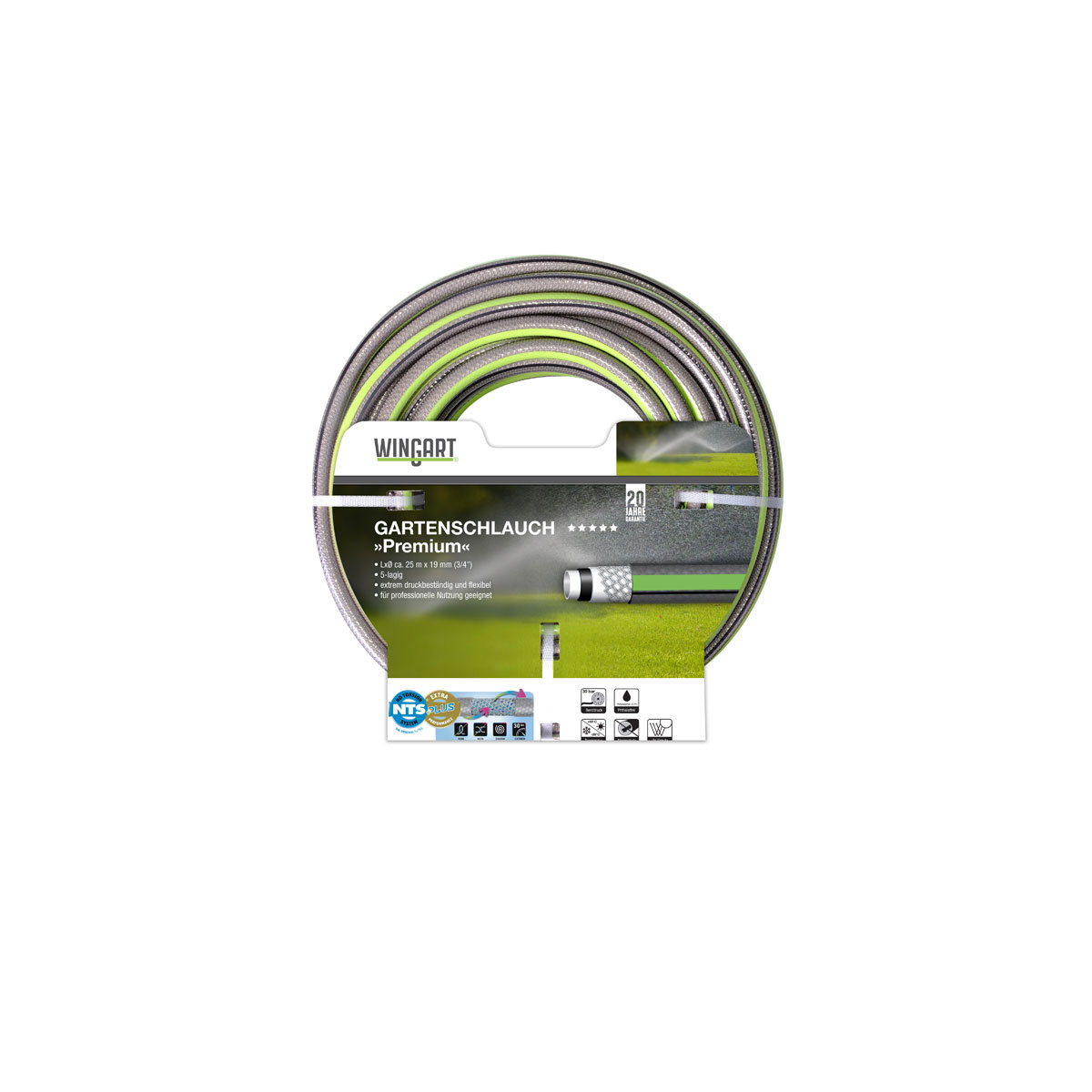 Wingart  NTSPlus Gartenschlauch Premium transparent hellgrün mit schwarzer Streife 3/4" 25 m Bild 1
