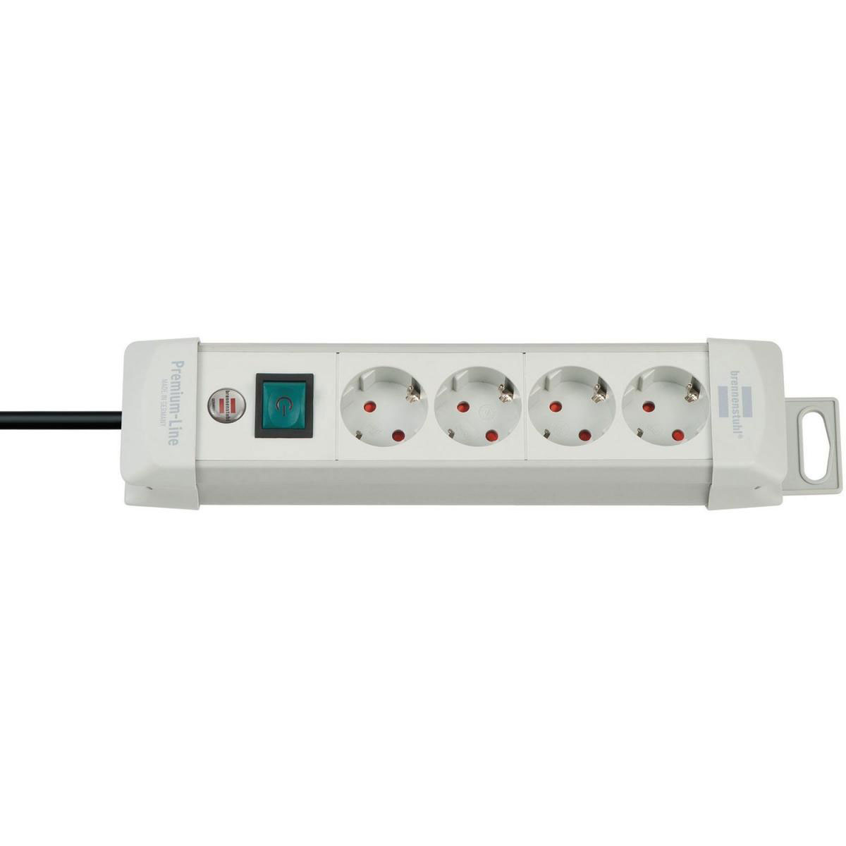 Premium-Line 4fach ligrau DE1,8m H05VV-F3G1,5 mit Schalter