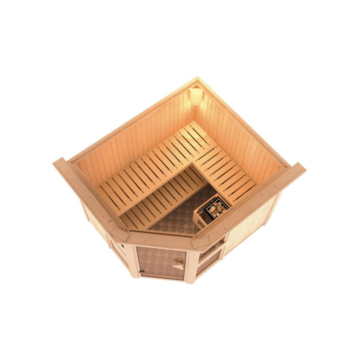 Karibu Amelia 3 Eckeinstieg 9 kW Ofen integr Strg mit Kranz Bild 4