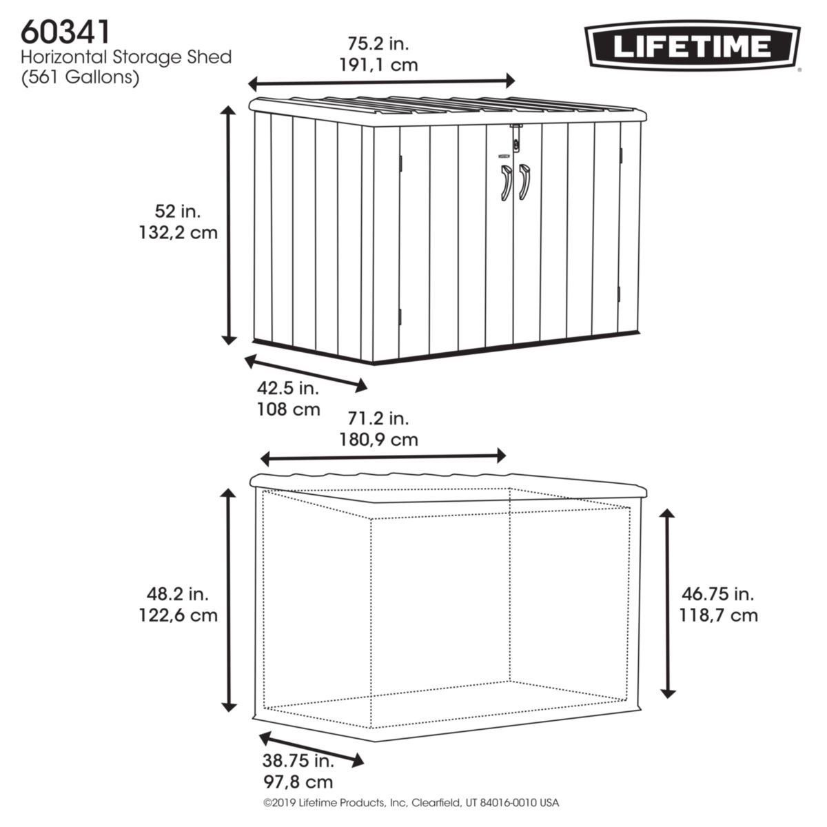 Lifetime Mülltonnenbox Greg 3x240 L 108x191,1x132,2 cm Bild 12