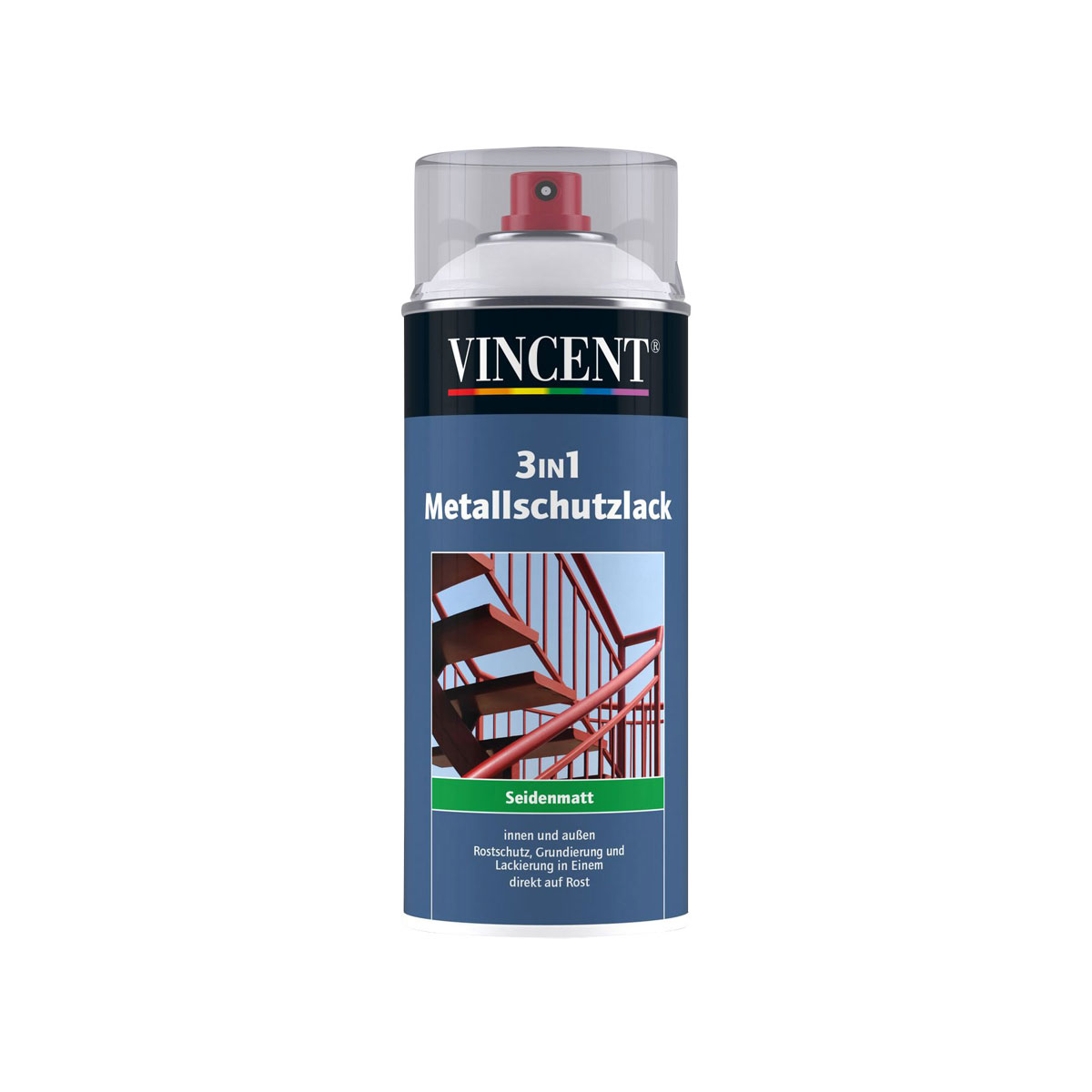Vincent 3in1 Metallschutzsprühlack weiß seidenmatt 400 ml