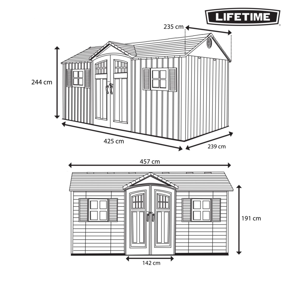 Lifetime Gerätehaus Castle 238,76x457,2x243,84 cm Bild 8