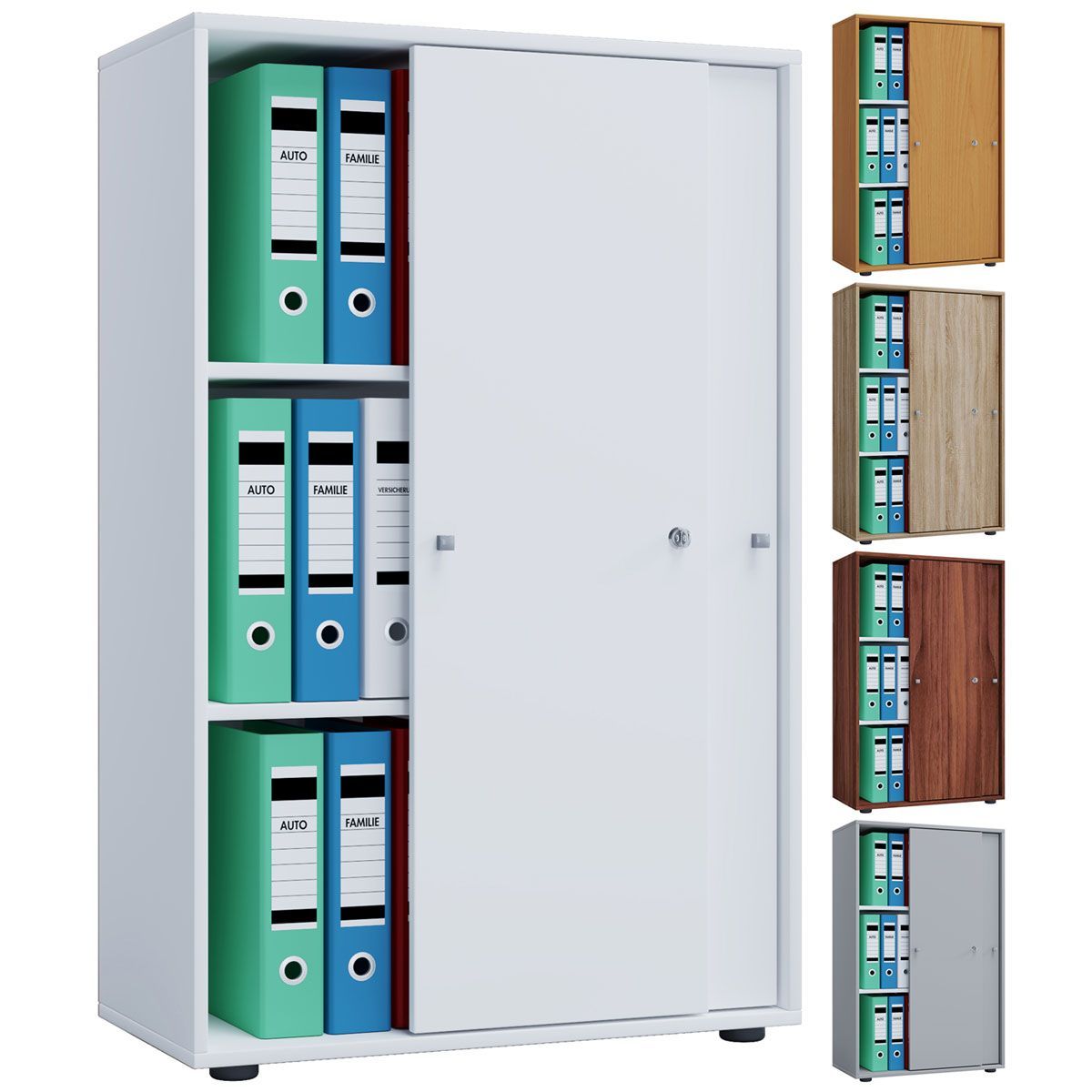 Büroschrank Lona XL mit Schiebetüren weiß Bild 3