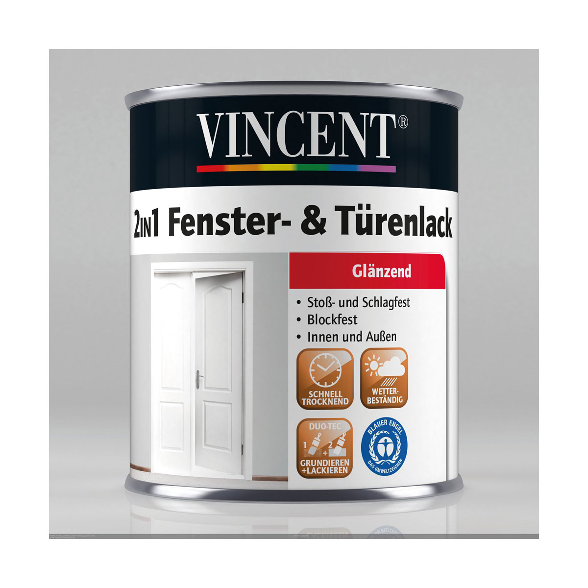 Vincent 2in1 Fenster- und Türenlack glänzend 375 ml