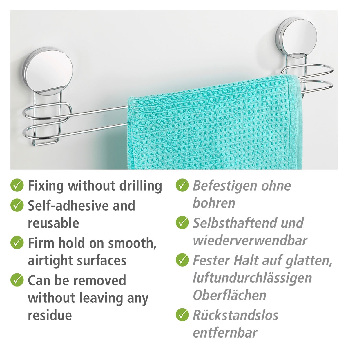 Wenko Handtuchstange Osimo Befestigen ohne bohren Static-Loc Bild 4