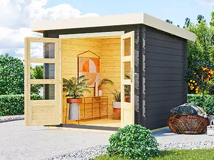 Modernes Gartenhaus mit Einrichtung