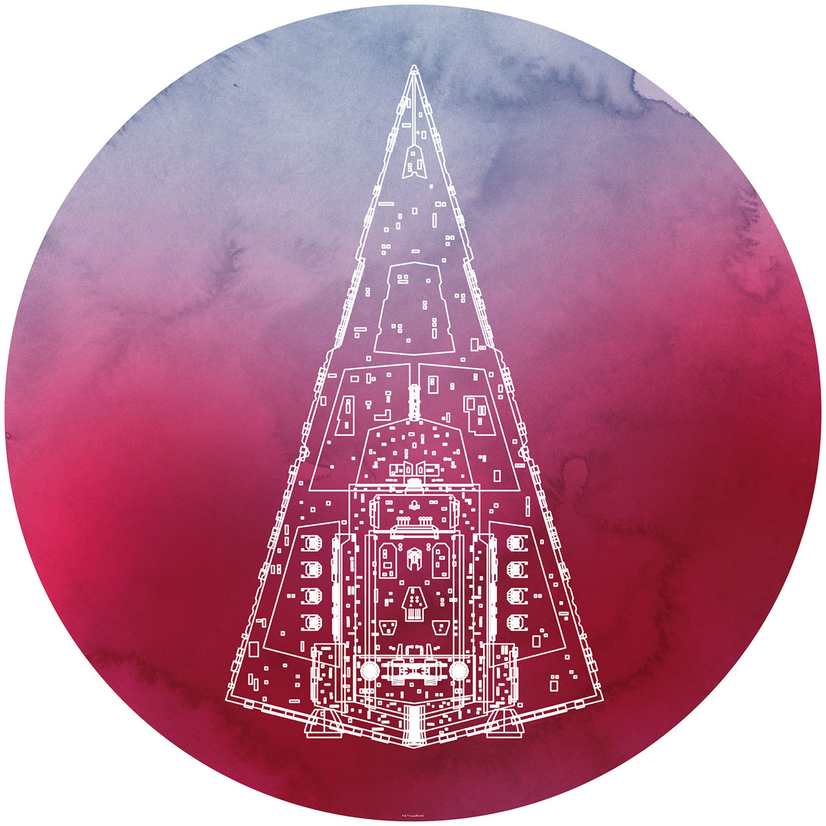 Komar  Selbstklebende Vlies Fototapete rund Star Wars Star Destroyer Durchmesser 125 cm Bild 2