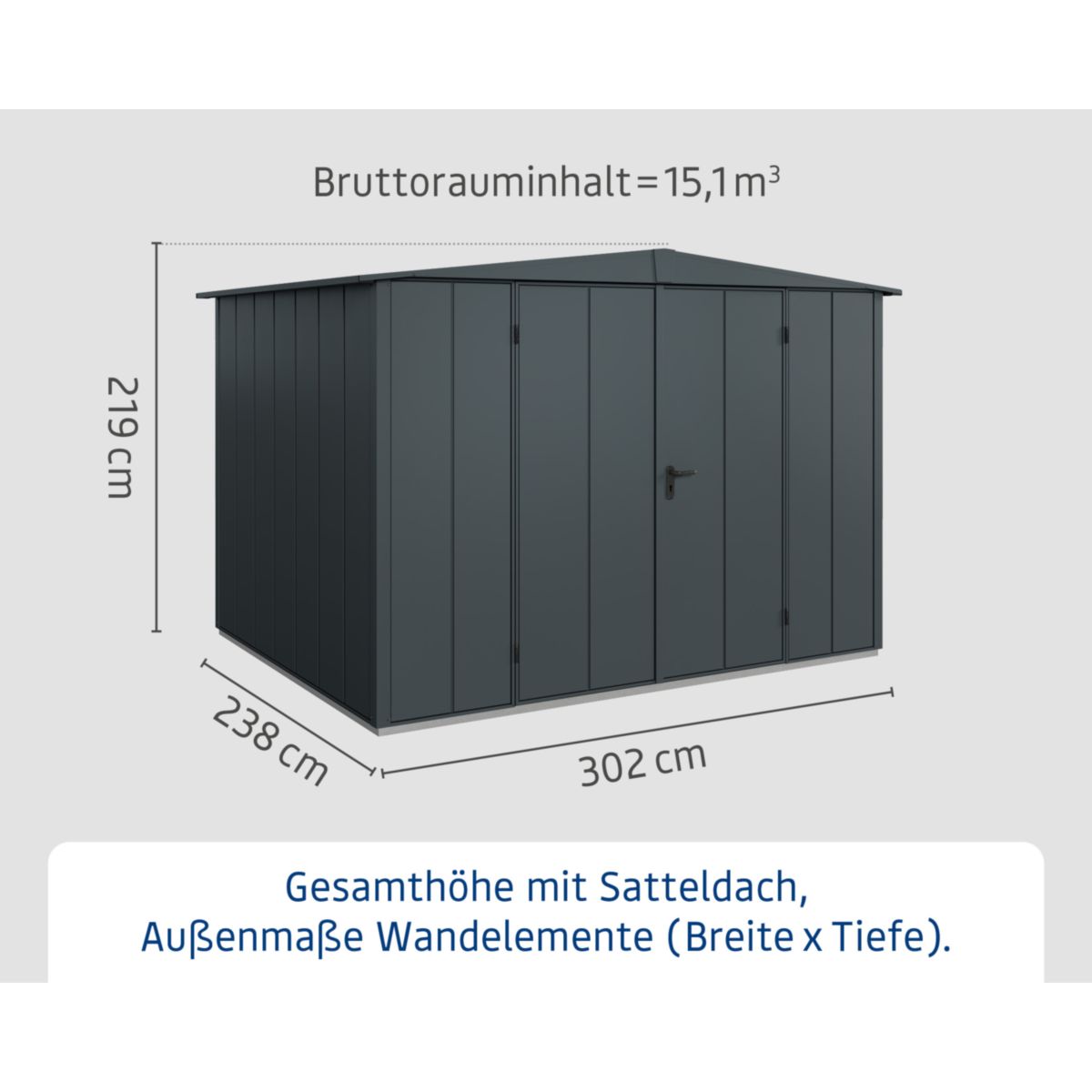 EcoStar  Gerätehaus Elegant-STyp 3RAL7016 2 flg Bild 4