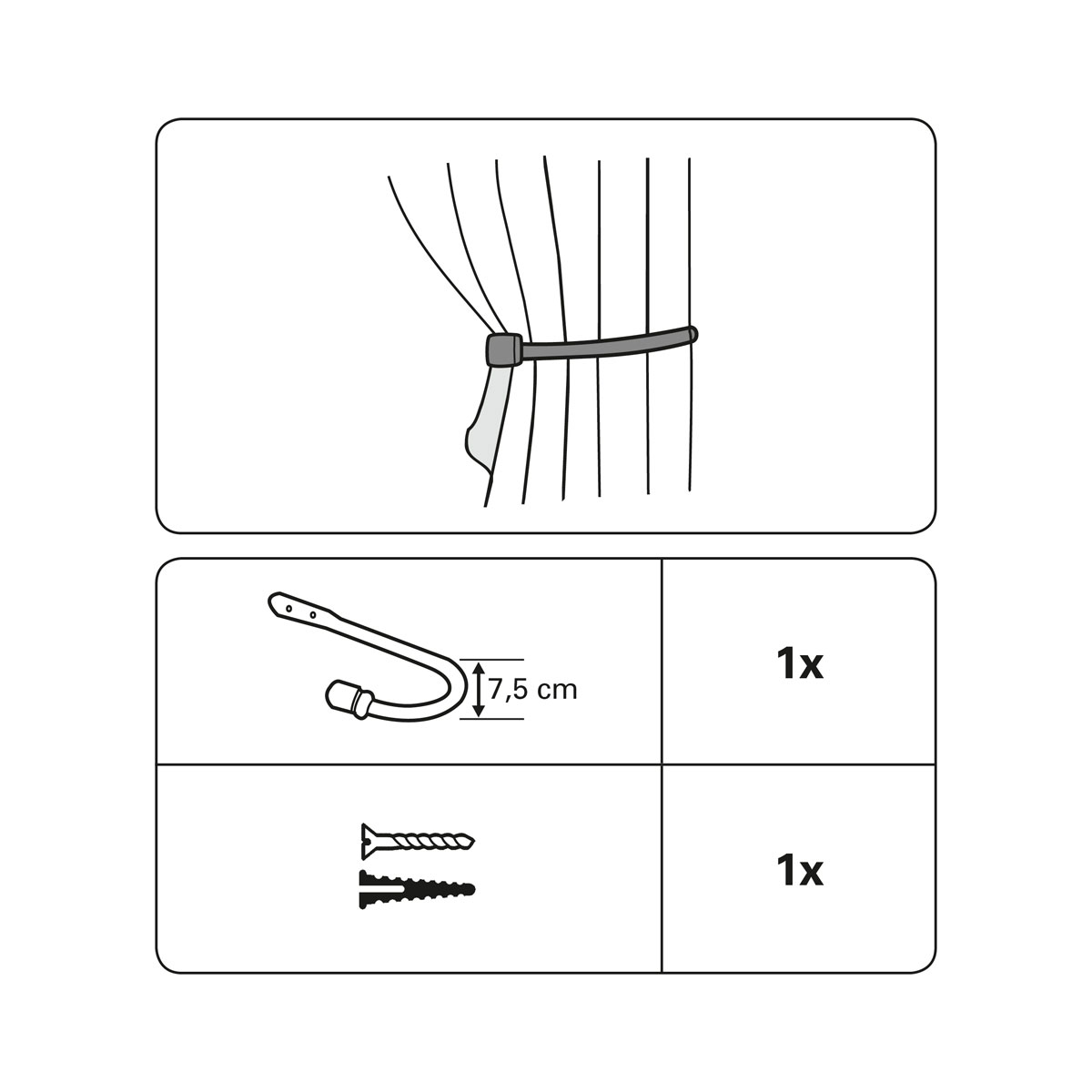Gardinia Raffbügel metall schwarz-matt Bild 3