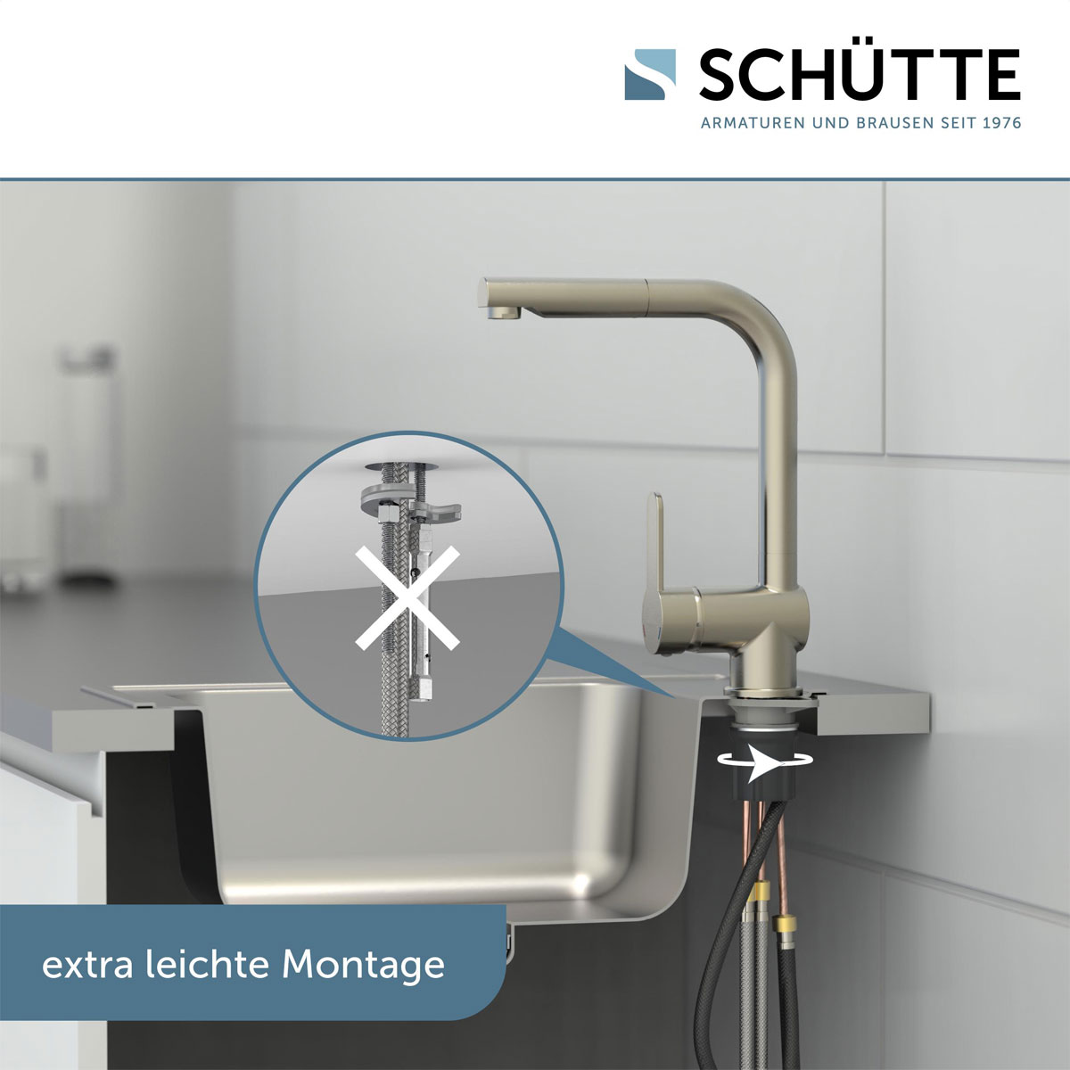 Schütte Spültischarmatur London Edelstahloptik mit herausziehbarem Auslauf Bild 7