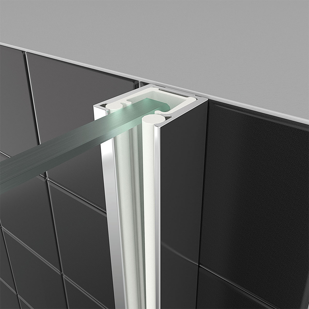 Breuer  QUICK72 Panorama Duschwand alleinstehend 3 Montagearten Alu chromeffekt Klarglas 1200 mm Bild 2