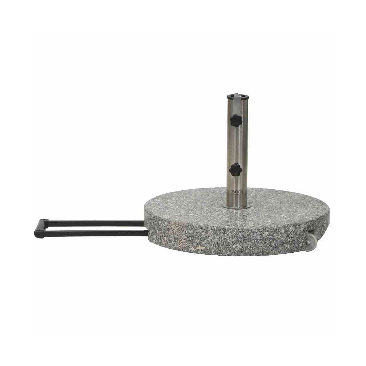 Siena Garden Granit-Schirmständer 40 kg, Ø50x8 cm, hellgrau, für Schirmstock-Ø 25-48 mm, inkl. Rollen