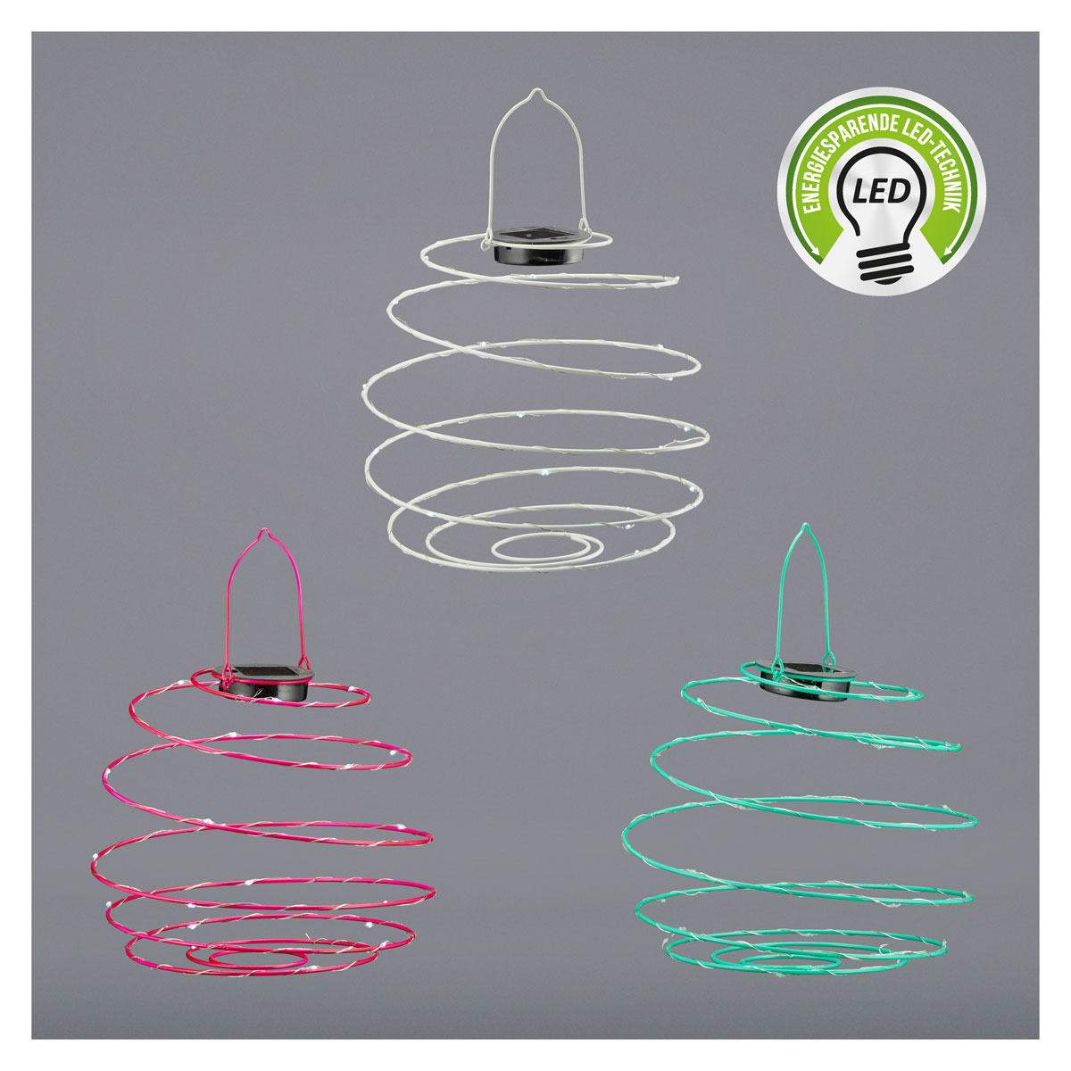 LED-Solar-Spirale 25 cm mehrfarbig