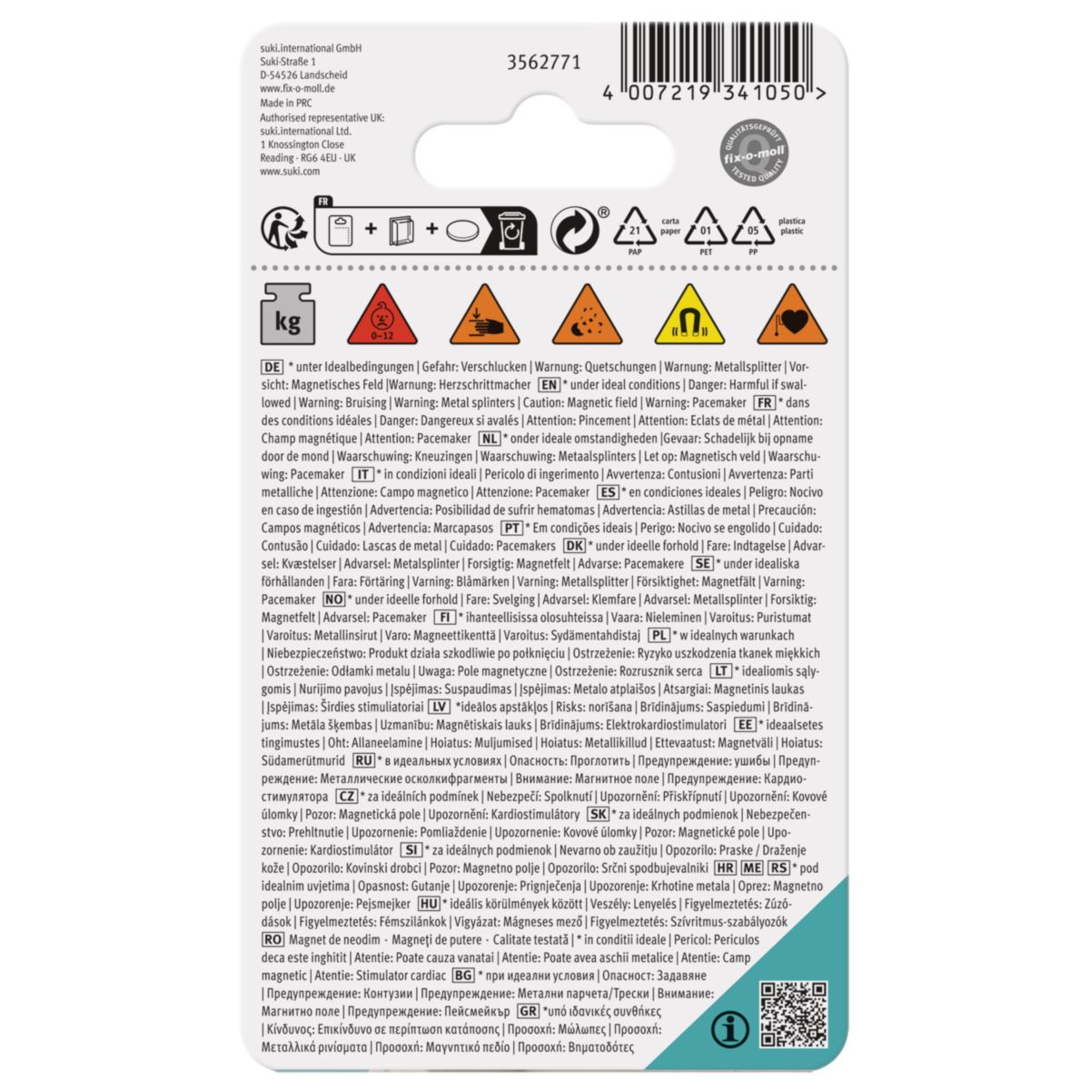 Suki Topfmagnet Neodym mit Schraubhaken M5 Ø 28 x 38 mm, gummiert, silber-schwarz Bild 3