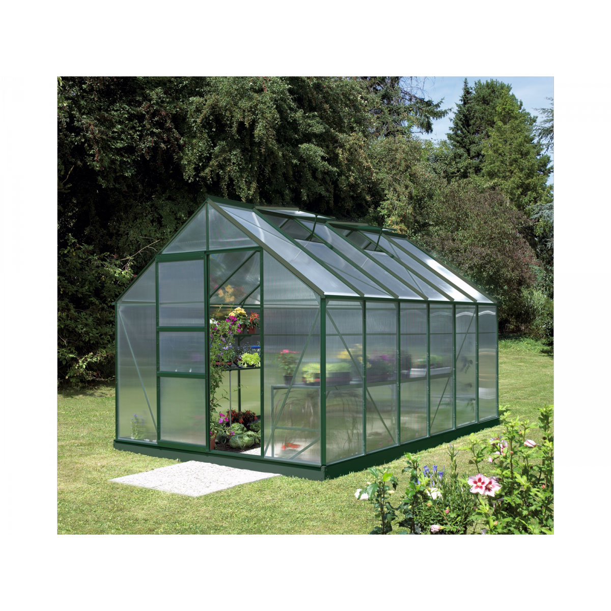 Vitavia Gewächshaus Merkur 9900 9,9m² 4 mm Hohlkammerplatten grün Bild 1