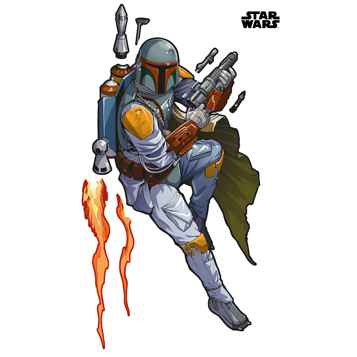 Komar  Selbstklebende Vlies Wandtattoo Star Wars XXL Boba Fett 127x200 cm Bild 2