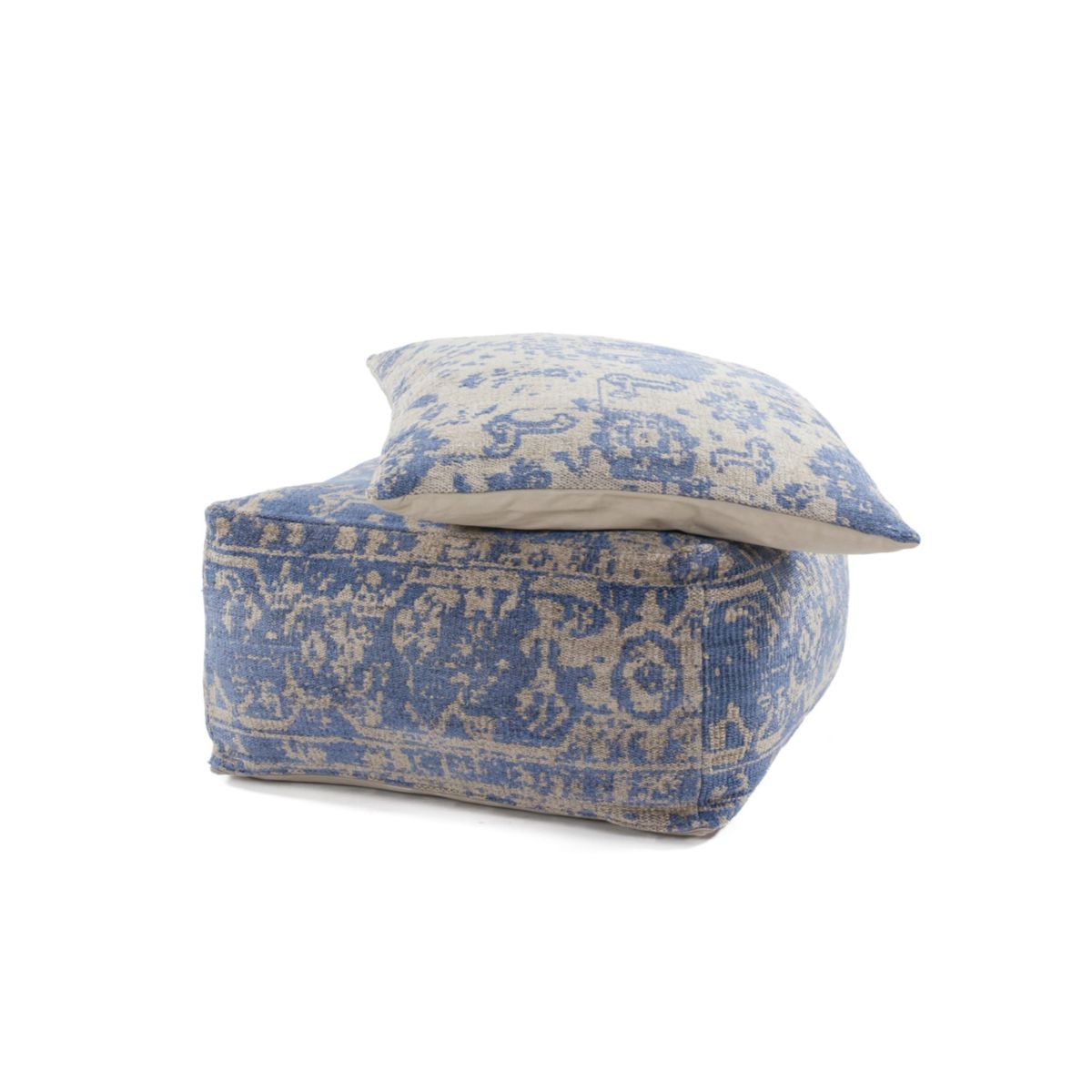 Pouf und Kissen Set Hocker Paramount 410 Braun blau 80x80cm