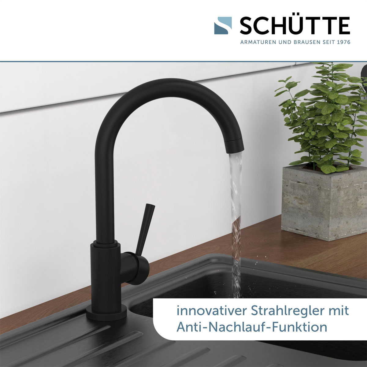 Schütte Spültischarmatur Cornwall Niederdruck schwarz matt Bild 5