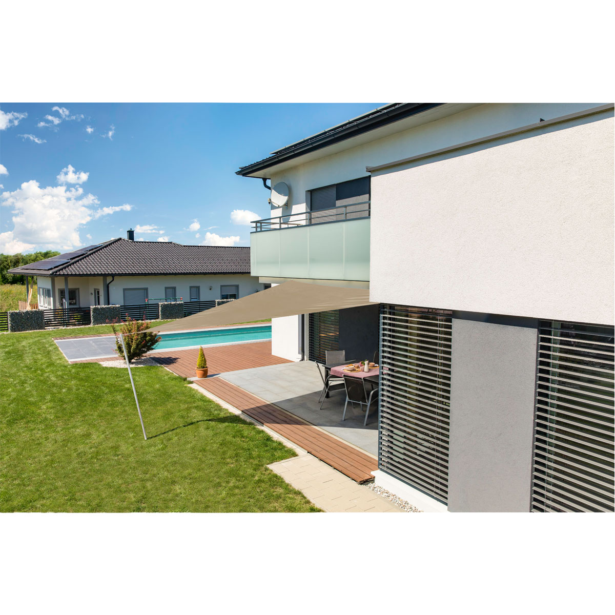 Dreieck-Segel Cannes 5 x 5 x 5 m taupe Bild 3