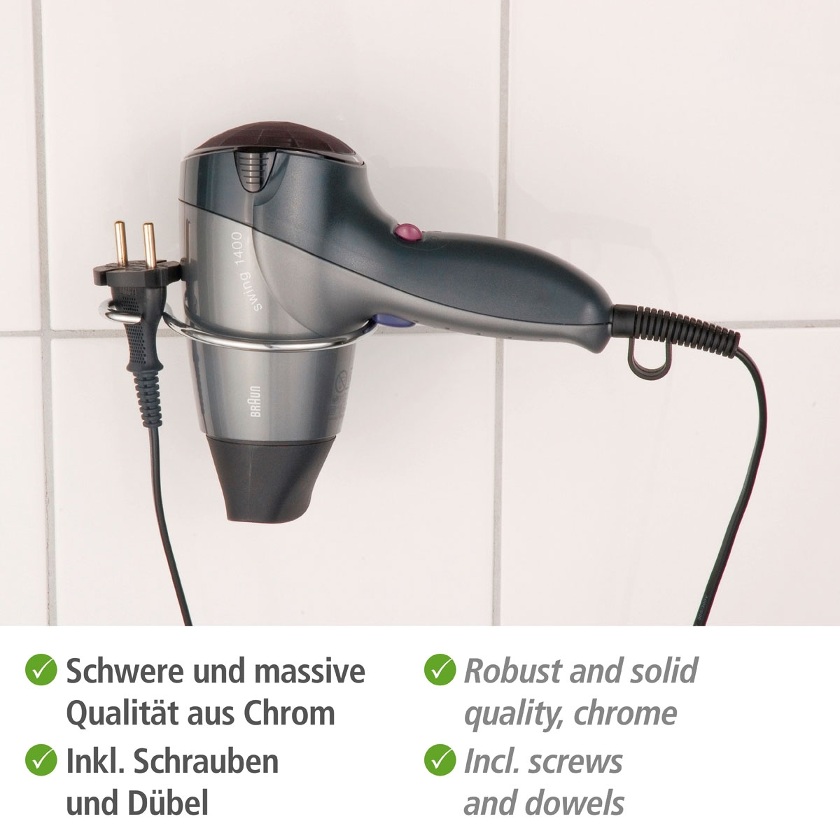 Wenko Haartrocknerhalter Milano Chrom Bild 3