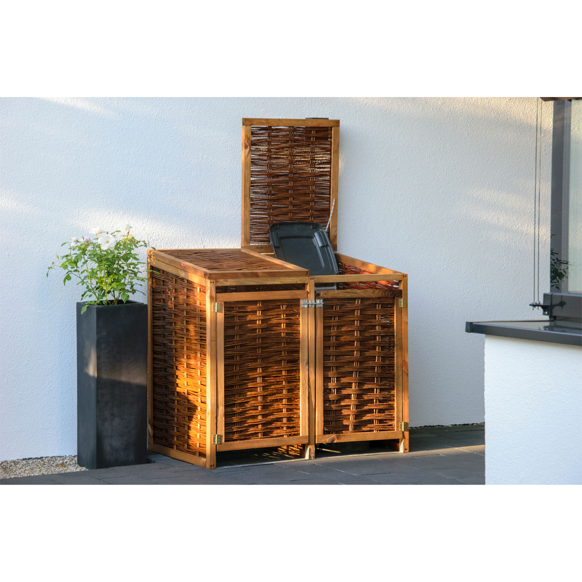 dobar Holz-Mülltonnenbox 125 x 80 x 115 cm braun Bild 4