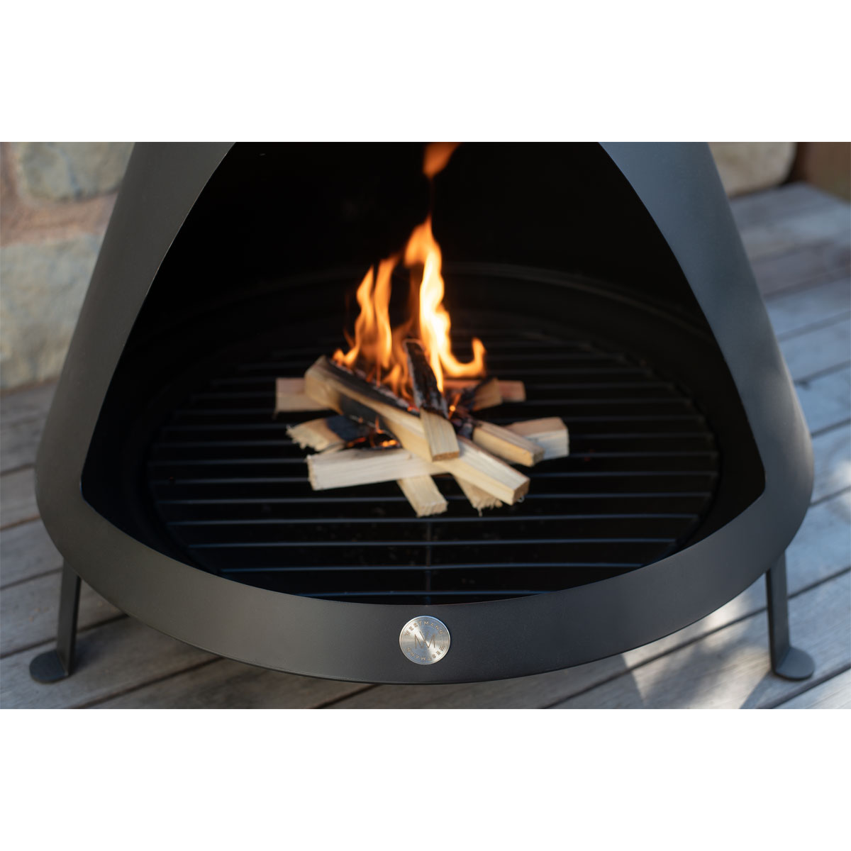 Westmann Terrassenofen Gartenkamin inkl. Rauchablass 70x70x160cm Schwarz Bild 4