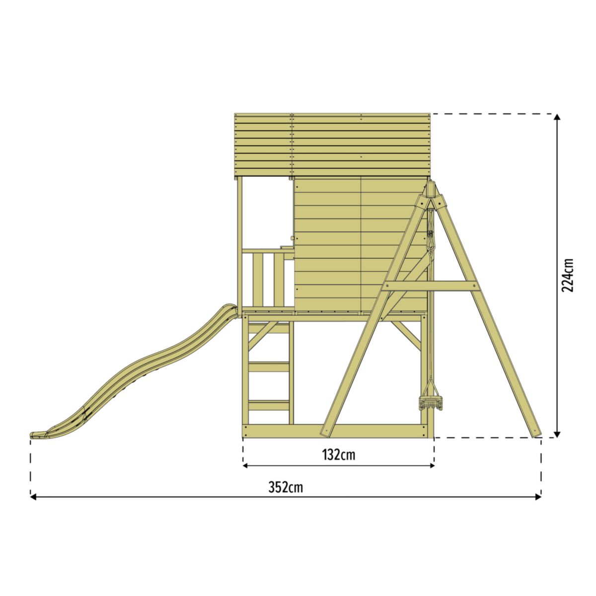 Zwerkules Spielhaus Valli 3 inkl. Rutsche & Doppelschaukel 352x370x277 cm Bild 9