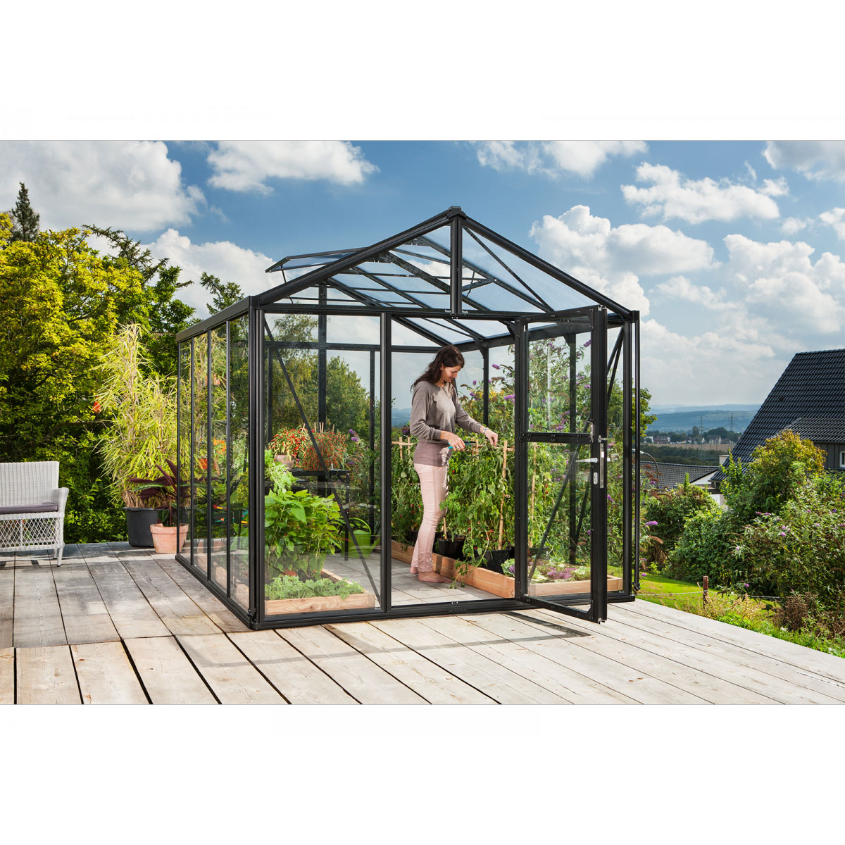 Vitavia Gewächshaus Zeus 8100 ESG 8,1m² 3 mm Einscheibensicherheitsglas schwarz Bild 5