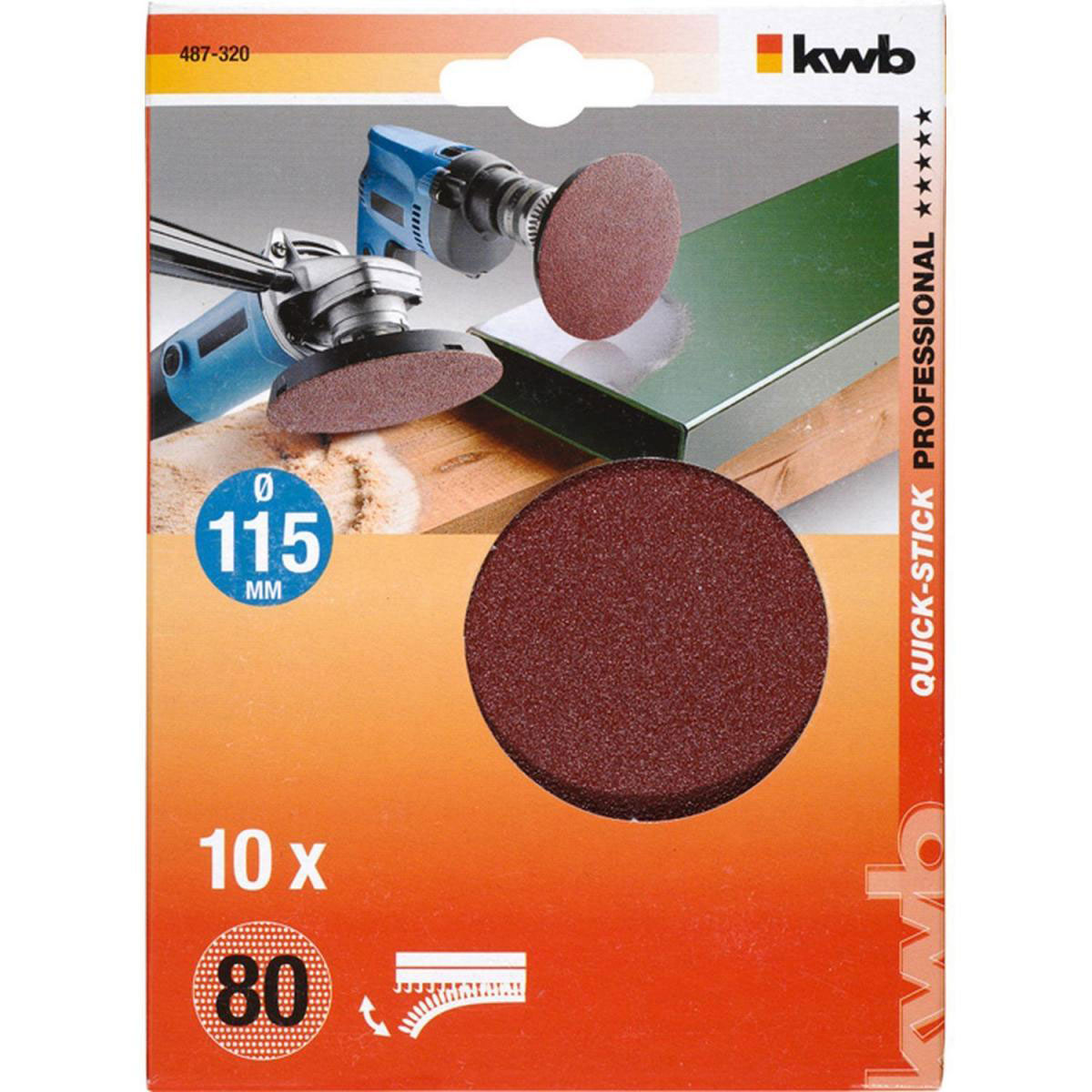 kwb  Schleifscheiben Quick-Stick Holz und Metall Durchmesser 115 mm K80 Bild 2