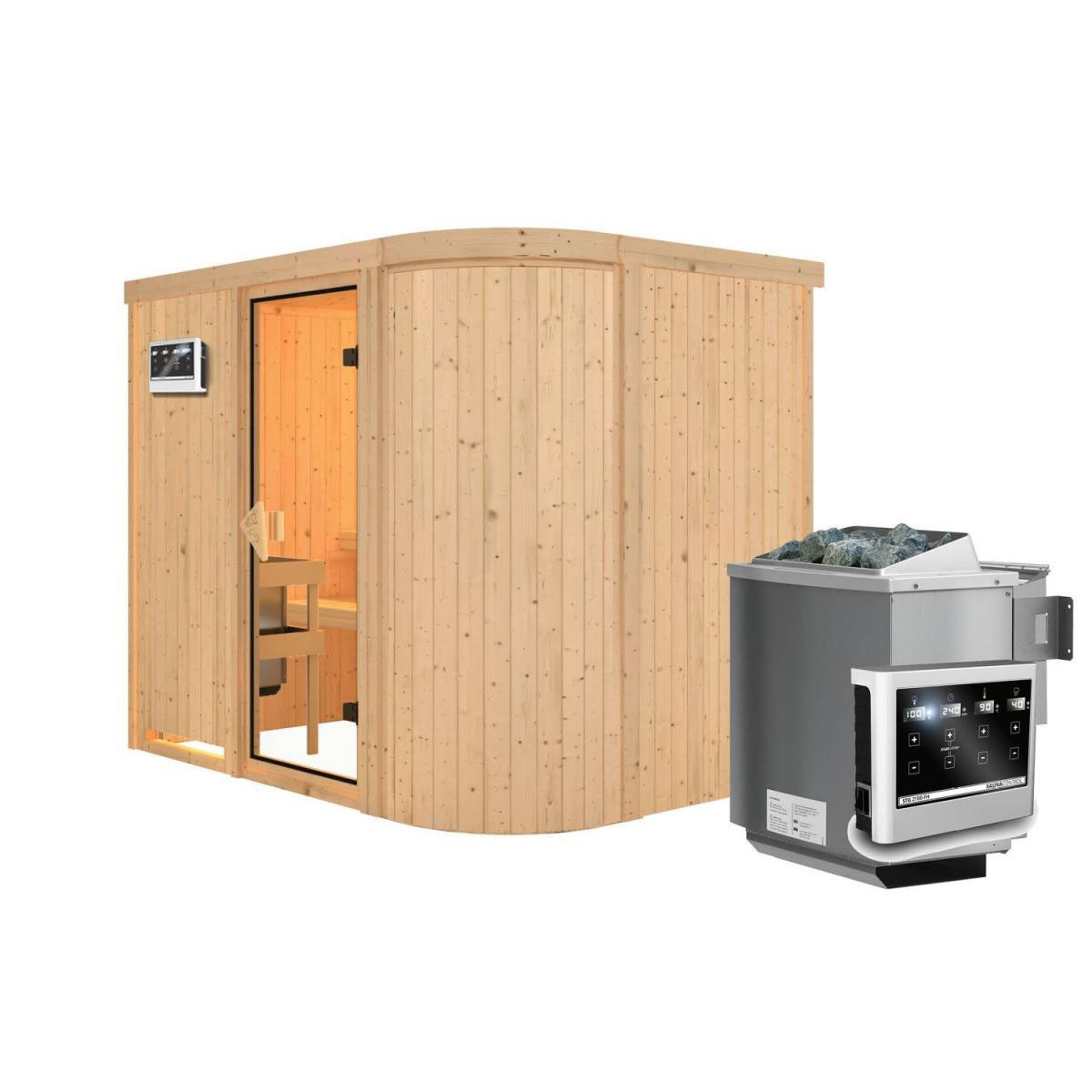 Karibu Systemsauna Titania 4 68 mm 9 kW Ofen Bio externe Strg. Bild 2