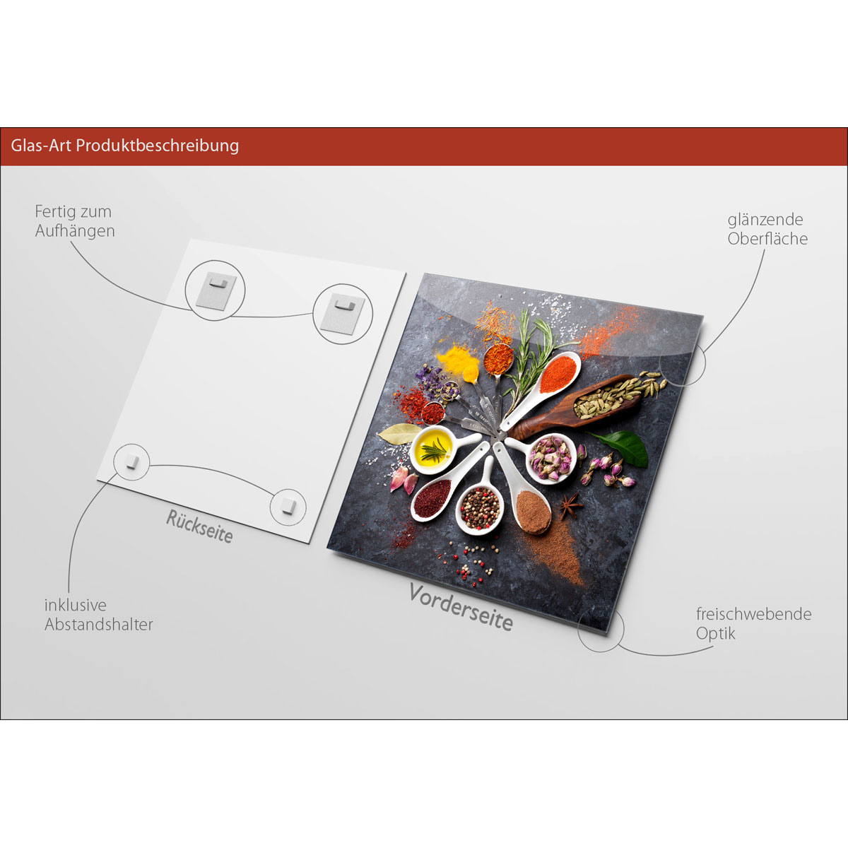 Glas-Art Spicery I 50 x 50 Glasbild Bild 3